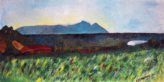 Vista su Monte Circeo / View of mount Circeo, 2018. Acrilico su tela / Acrylic on canvas 60x30 cm (collezione privata).